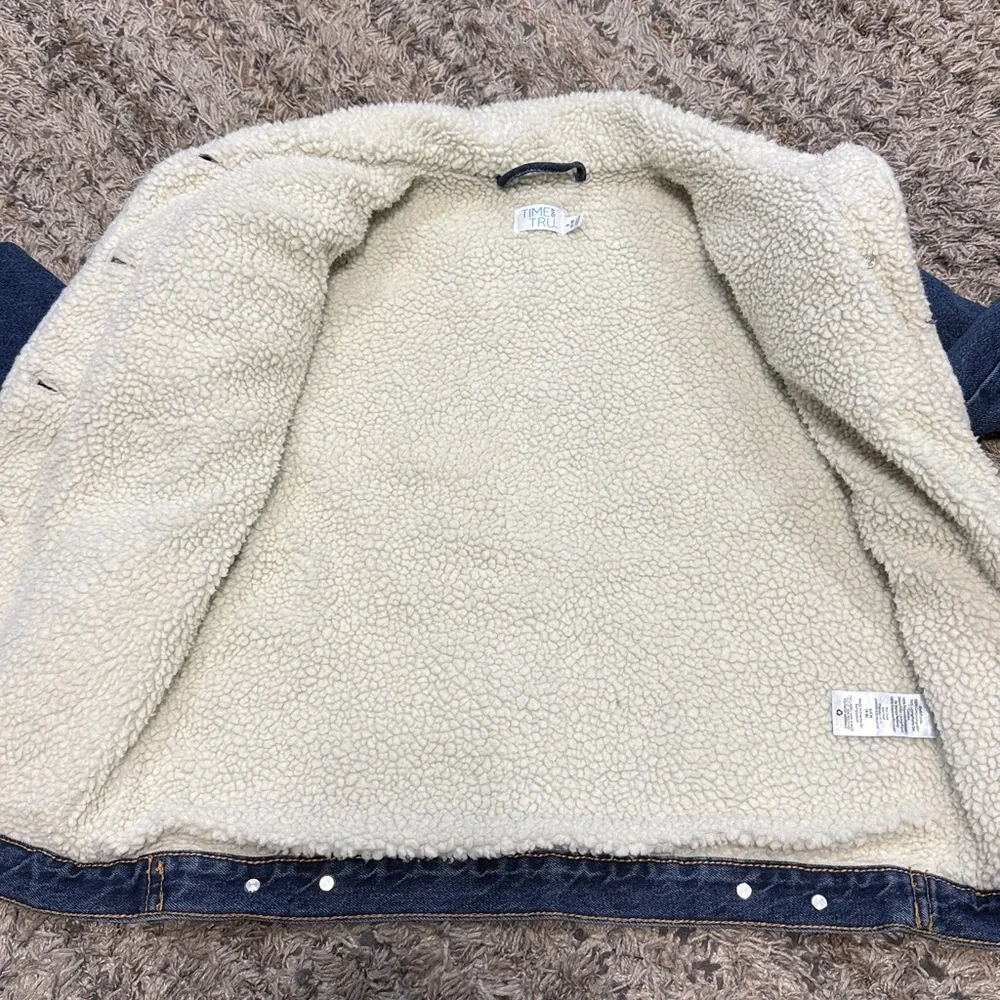 NWT Time and Tru Blue Denim Sherpa Jacket sz small 4-6 - Picture 7 of 7